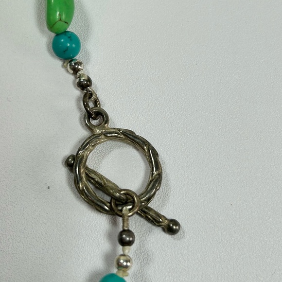 Artisan Necklace Gemstone Turquoise Howlite beads Sterling silver 925 clasp - Picture 6 of 9